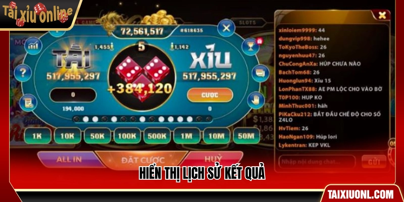 Cung cấp lịch sử kết quả đã diễn ra